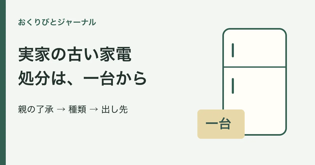 実家の古い家電。親の了承を得た一台から処分先を決める